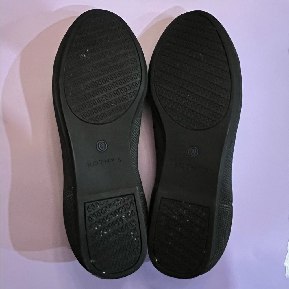 Rothy's Black Knit Ballet Flats with Blue Trim - Picture 3 of 3